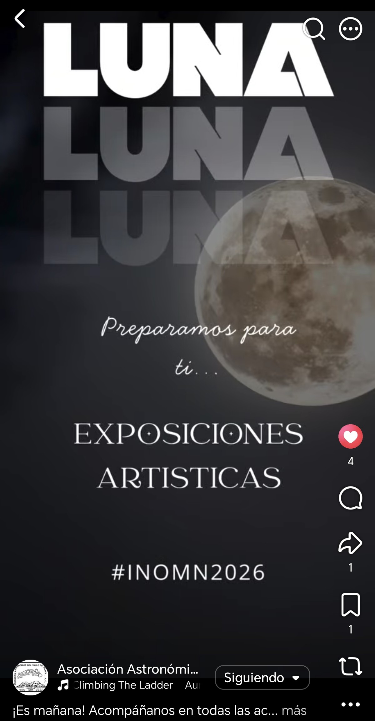 ¡Es mañana! Acompáñanos en todas las actividades que planeamos en esta Noche Internacional de la Observación de la Luna 2026, ENTRADA LIBRE ✨✨