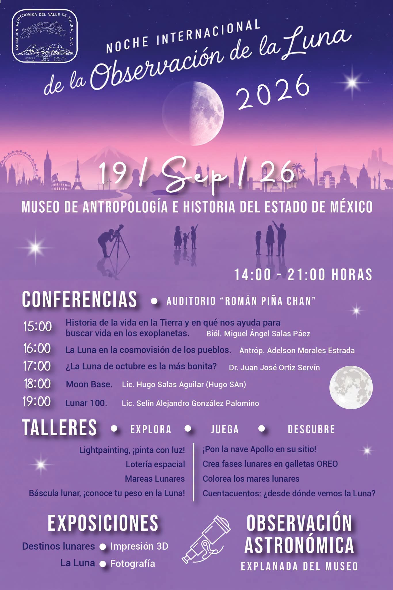 19 de Septiembre 2026 Noche Internacional de la Observación de la Luna.